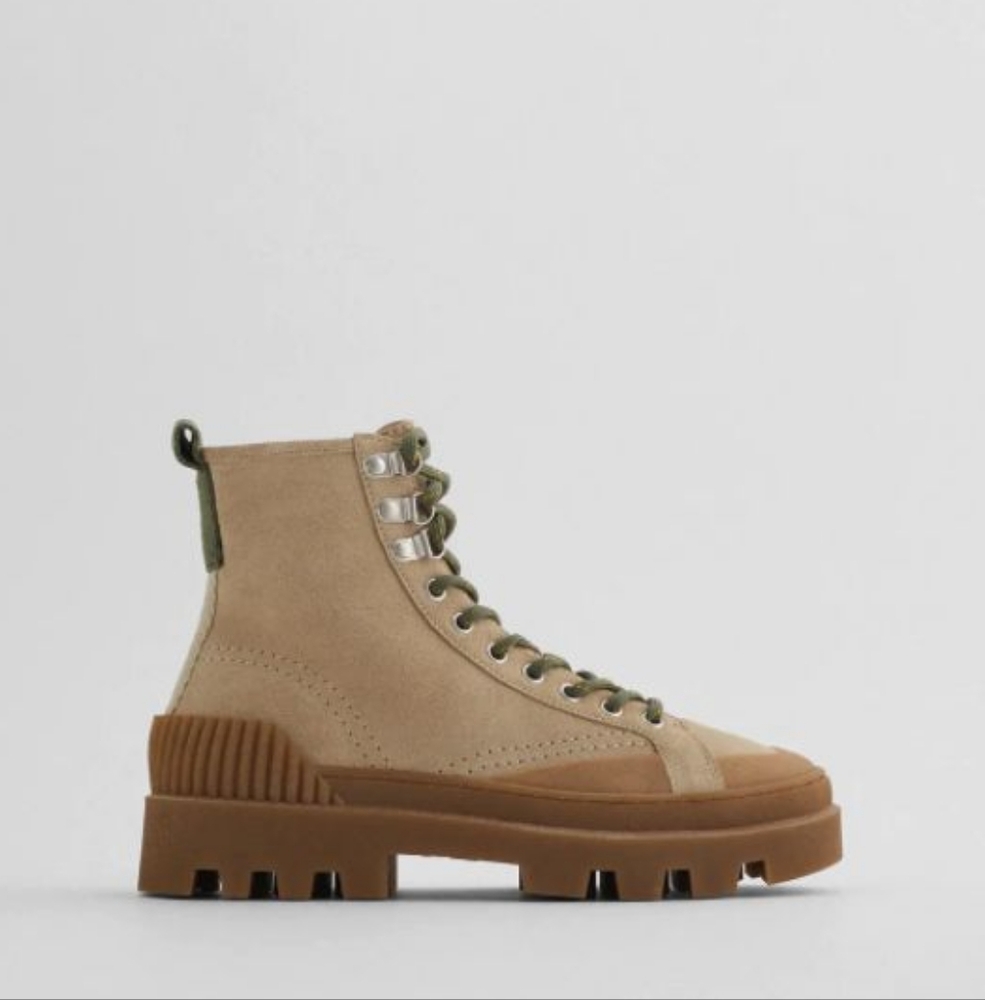 Zara Suede Lace Up Platform Ankle Boot - Picture 2 of 15